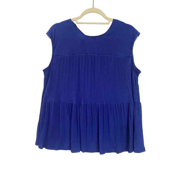 NEW Juicy Couture Shirt Womens Size XL Tiered Blue Blouse Office Work Tank Top - Picture 2 of 10